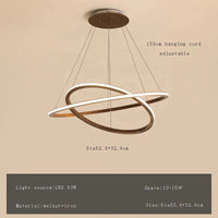 Lustre moderne en bois avec LED et anneau en noyer retro | Marco Lucetti 52 32cm / Lumière naturelle