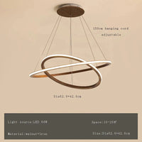 Lustre moderne en bois avec LED et anneau en noyer retro | Marco Lucetti 62 42cm / Lumière chaude