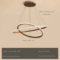 Lustre moderne en bois avec LED et anneau en noyer retro | Marco Lucetti 82 62cm / Lumière naturelle