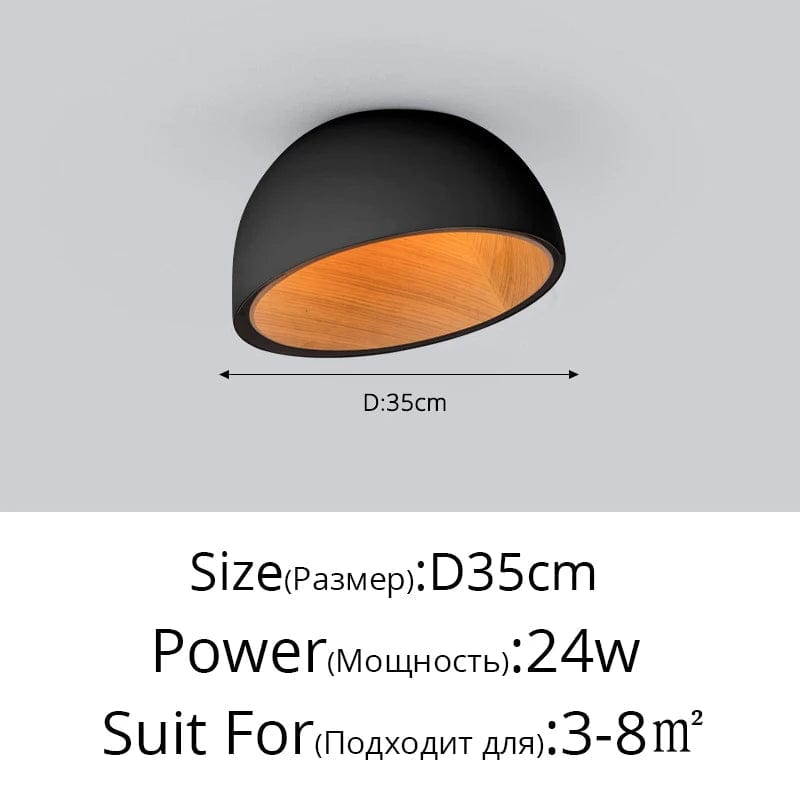 Lustre moderne en bois LED avec grain de bois, pour balcon et couloir - Blanc ou noir | Marco Lucetti