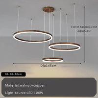 Lustre Moderne en Bois Massif avec Lumières LED de 2024 | Marco Lucetti 40 60 80cm / Or mat / Dimmable