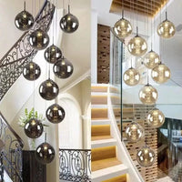 Lustre moderne en boule de verre en spirale G4 pour déco nordique de luxe | Marco Lucetti