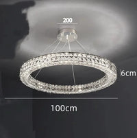 Lustre Moderne en Cristal à Deux Niveaux pour Décoration | Marco Lucetti Dia100cm H6CM / Corps chromé / Intensité variable à distance