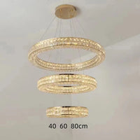 Lustre Moderne en Cristal à Deux Niveaux pour Décoration | Marco Lucetti Dia40 60 80cm H6CM 1 / Corps chromé / Intensité variable à distance