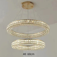 Lustre Moderne en Cristal à Deux Niveaux pour Décoration | Marco Lucetti Dia40 60cm H6CM / Corps chromé / Blanc chaud