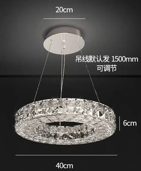 Lustre Moderne en Cristal à Deux Niveaux pour Décoration | Marco Lucetti Dia40cm H6CM / Corps chromé / Intensité variable à distance