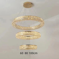 Lustre Moderne en Cristal à Deux Niveaux pour Décoration | Marco Lucetti Dia60 80 100cm H6CM / Corps chromé / Blanc chaud