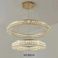 Lustre Moderne en Cristal à Deux Niveaux pour Décoration | Marco Lucetti Diamètre 60 80 cm H6CM / Corps chromé / Intensité variable à distance