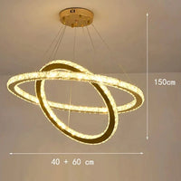 Lustre Moderne en Cristal avec Éclairage LED Intérieur Suspendu | Marco Lucetti 2 anneaux petits / Gradation à distance RC