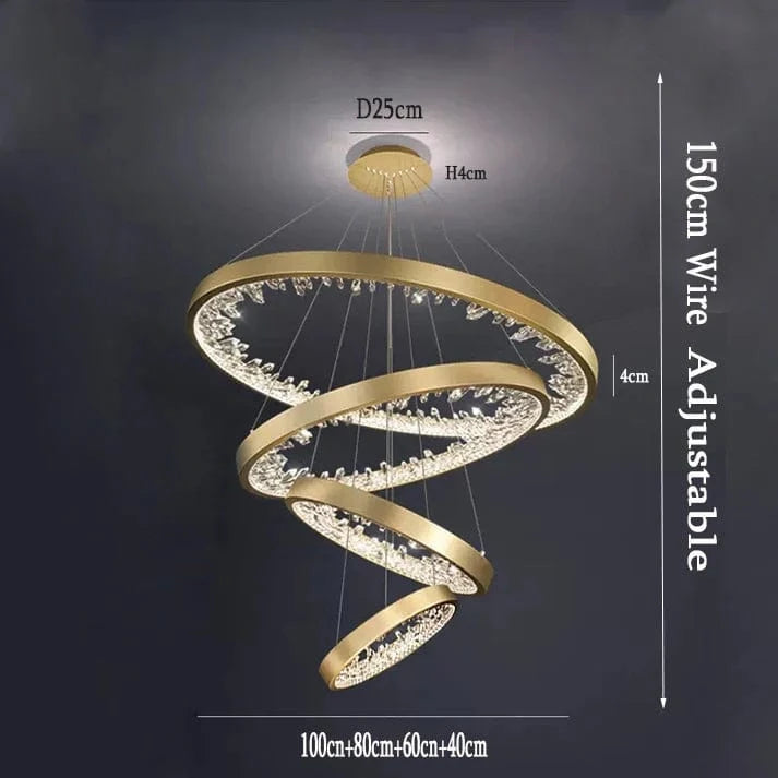 Lustre moderne en cristal avec éclairage LED pour villa de luxe | Marco Lucetti 100x80x60x40cm / Blanc froid