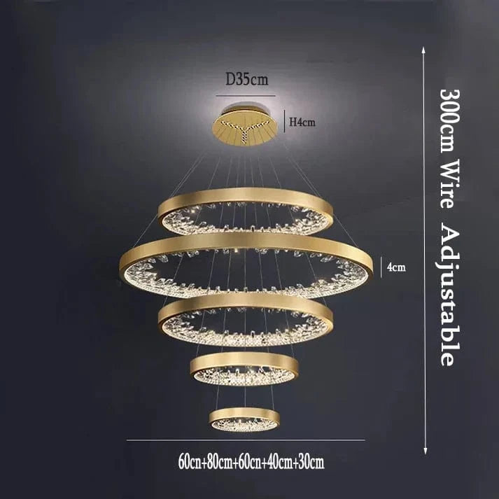Lustre moderne en cristal avec éclairage LED pour villa de luxe | Marco Lucetti 60x80x60x40x30cm / Blanc froid