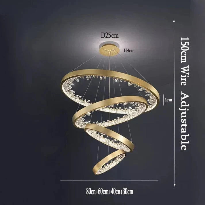 Lustre moderne en cristal avec éclairage LED pour villa de luxe | Marco Lucetti 80x60x40x30cm / Blanc froid