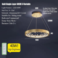 Lustre moderne en cristal avec éclairage LED pour villa de luxe | Marco Lucetti Or 40cm / Blanc froid