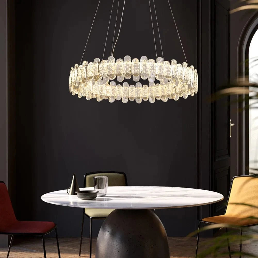 Lustre moderne en cristal avec lampes LED pour une décoration sophistiquée | Marco Lucetti