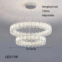 Lustre moderne en cristal avec lampes LED pour une décoration sophistiquée | Marco Lucetti H 70-50cm / Chrome / 3 couleurs à intensité variable