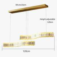 Lustre Moderne en Cristal et Acier Inoxydable - Longue Bande Luxueuse