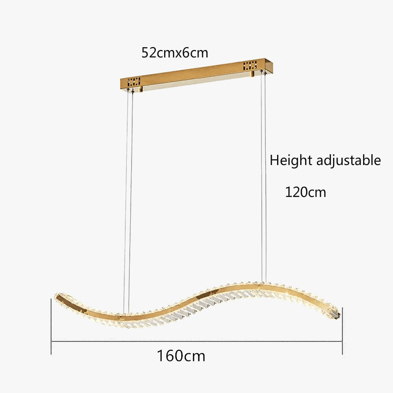Lustre Moderne en Cristal et Acier Inoxydable - Longue Bande Luxueuse | Marco Lucetti