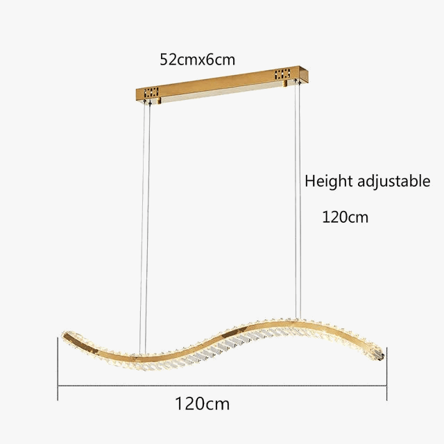 Lustre Moderne en Cristal et Acier Inoxydable - Longue Bande Luxueuse | Marco Lucetti