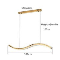 Lustre Moderne en Cristal et Acier Inoxydable - Longue Bande Luxueuse | Marco Lucetti L100CM-A / Corps de lampe argenté / Blanc froid