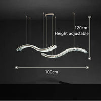 Lustre Moderne en Cristal et Acier Inoxydable - Longue Bande Luxueuse | Marco Lucetti L100CM-D / Corps de lampe doré / Changeable