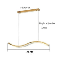 Lustre Moderne en Cristal et Acier Inoxydable - Longue Bande Luxueuse | Marco Lucetti L80CM / Corps de lampe argenté / Blanc chaud