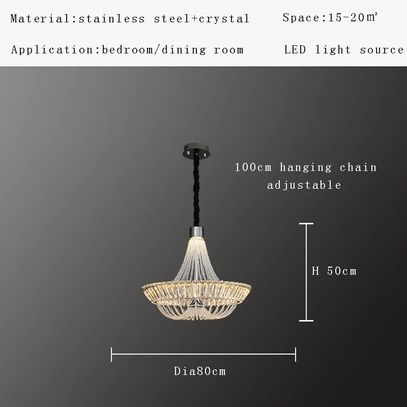 Lustre Moderne en Cristal Français LED pour Hôtel et Villa Prestigieuse