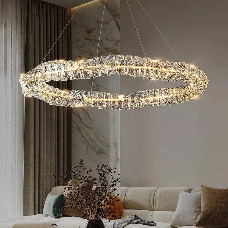 Lustre Moderne en Cristal K9 avec Suspension et Télécommande Dimmable | Marco Lucetti