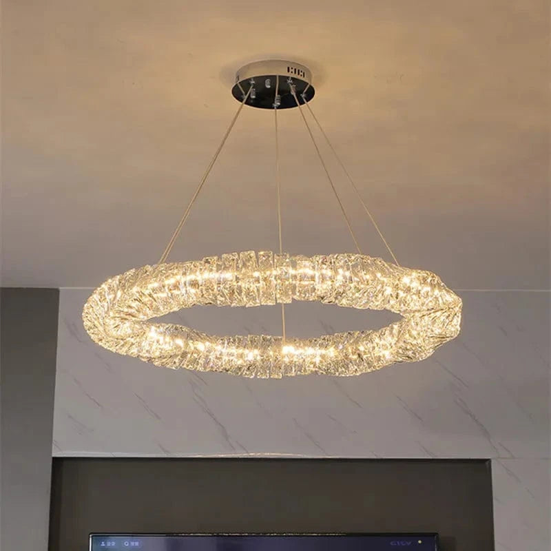 Lustre Moderne en Cristal K9 avec Suspension et Télécommande Dimmable | Marco Lucetti