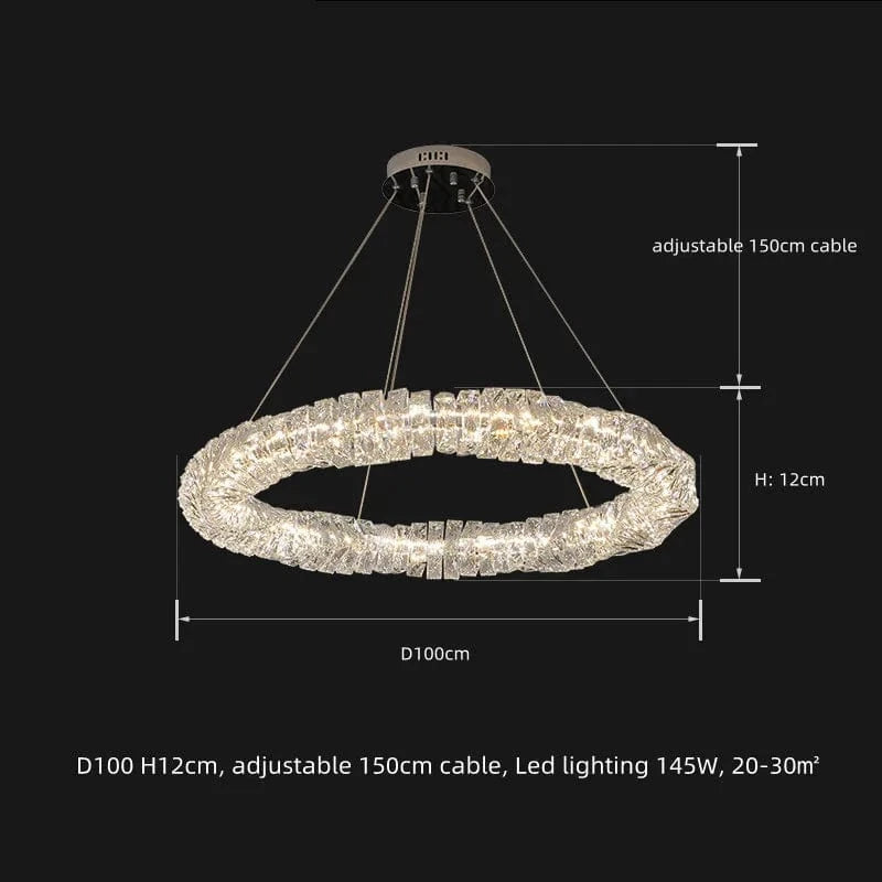 Lustre Moderne en Cristal K9 avec Suspension et Télécommande Dimmable | Marco Lucetti Chromé D100cm / Lumière neutre 4200K