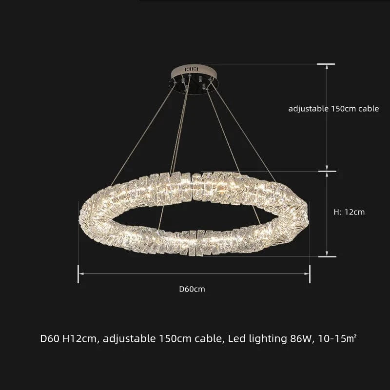 Lustre Moderne en Cristal K9 avec Suspension et Télécommande Dimmable | Marco Lucetti Chromé D60cm / Lumière neutre 4200K