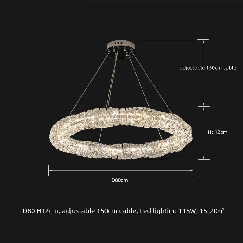 Lustre Moderne en Cristal K9 avec Suspension et Télécommande Dimmable | Marco Lucetti Chromé D80cm / Lumière neutre 4200K