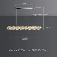 Lustre Moderne en Cristal K9 avec Suspension et Télécommande Dimmable | Marco Lucetti Chromé L120cm 50W / Lumière neutre 4200K