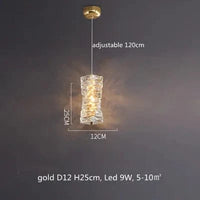 Lustre Moderne en Cristal K9 avec Suspension et Télécommande Dimmable | Marco Lucetti Or H25cm 9W / Lumière neutre 4200K