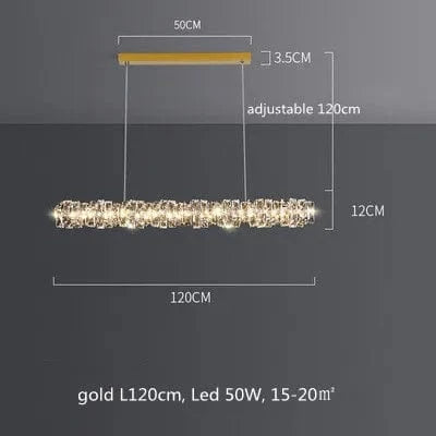 Lustre Moderne en Cristal K9 avec Suspension et Télécommande Dimmable | Marco Lucetti Or L120cm 50W / Lumière neutre 4200K