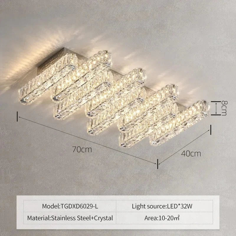 Lustre Moderne en Cristal K9 LED Dimmable pour Maison | Marco Lucetti L70xL40cm / Lumière blanche