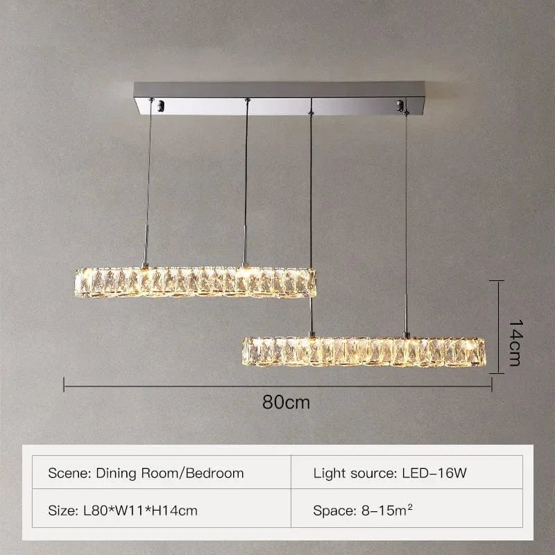 Lustre Moderne en Cristal K9 LED Dimmable pour Maison | Marco Lucetti L80cm / Lumière blanche