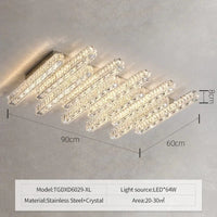 Lustre Moderne en Cristal K9 LED Dimmable pour Maison | Marco Lucetti L90xL60cm / Lumière blanche