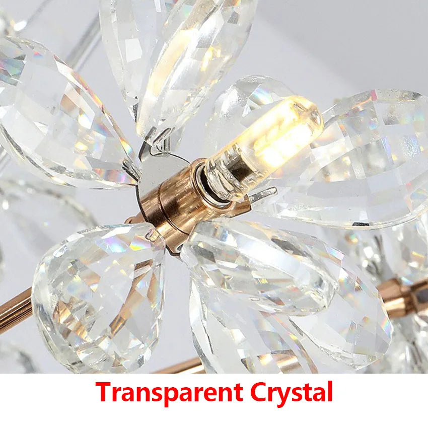 Lustre Moderne en Cristal LED Pissenlit - Boule Ronde Suspension Design