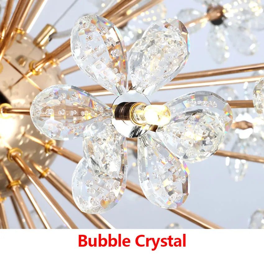 Lustre Moderne en Cristal LED Pissenlit - Boule Ronde Suspension Design