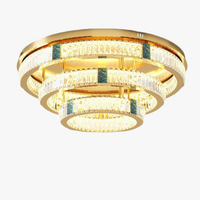 Lustre de Luxe en Cristal Rond à 3 Couches avec LED
