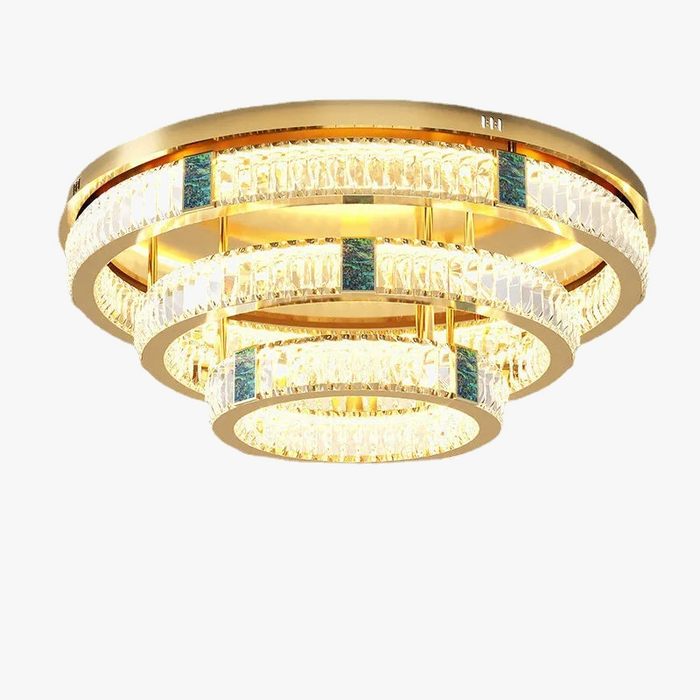 Lustre de Luxe en Cristal Rond à 3 Couches avec LED