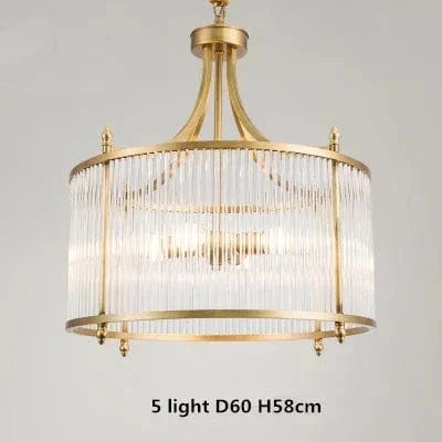 Lustre Moderne en Cuivre avec Tubes de Verre - 2 Modèles Exclusifs | Marco Lucetti 5 lumières D60 H58cm