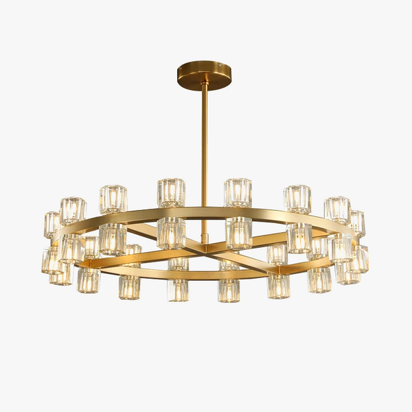 Lustre moderne en cuivre LED Crystaluxe pour hôtel et foyer