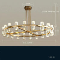 Lustre moderne en cuivre LED Crystaluxe pour hôtel et foyer | Marco Lucetti Diamètre 120 cm / Cadre en bronze / Lumière blanche