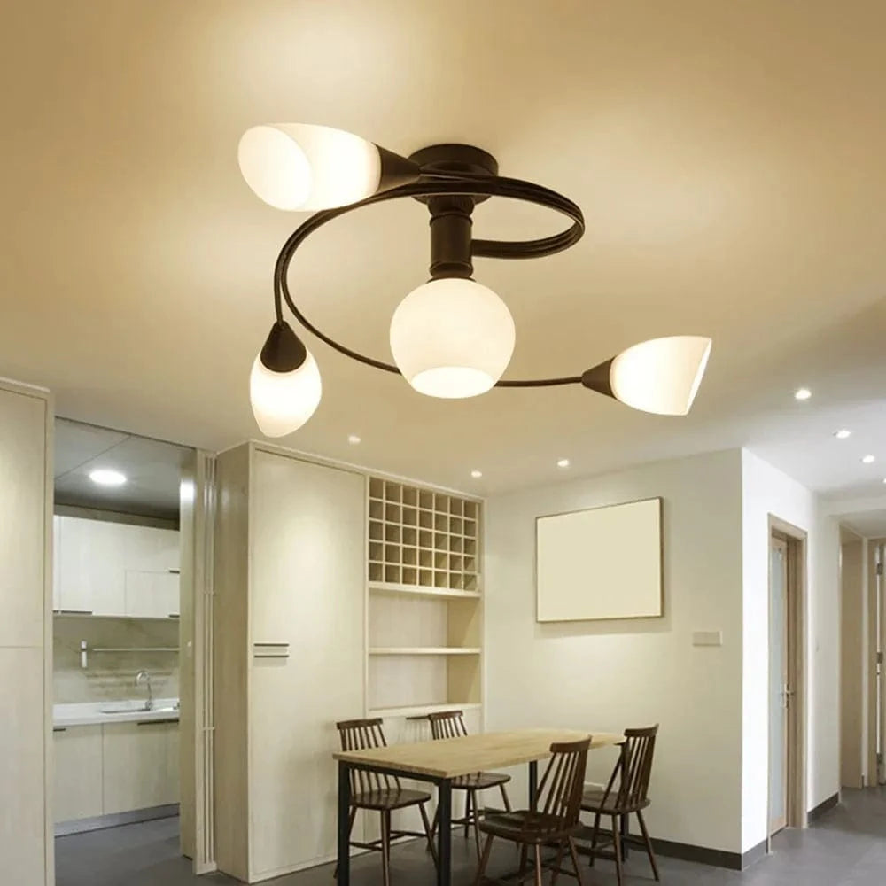 Lustre moderne en fer et verre - Plafonnier américain | Marco Lucetti