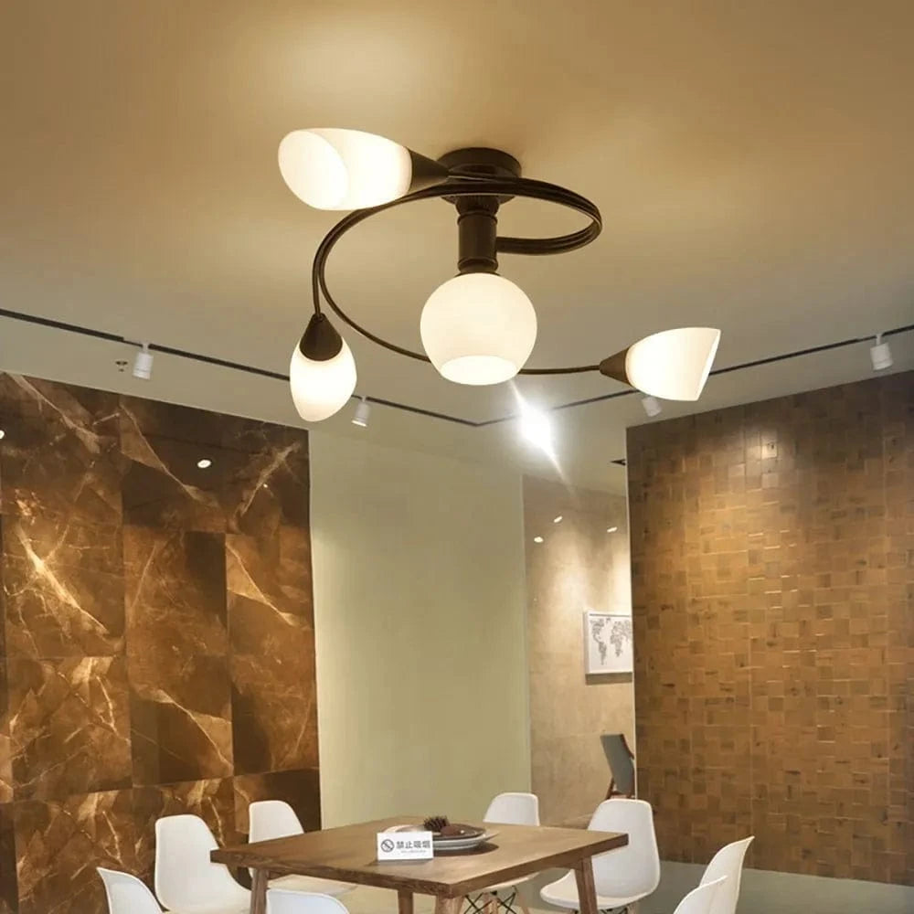 Lustre moderne en fer et verre - Plafonnier américain | Marco Lucetti