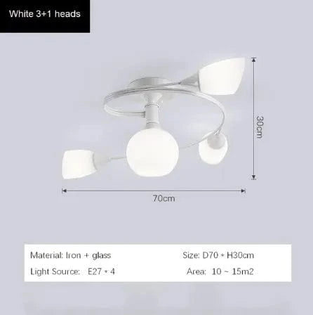 Lustre moderne en fer et verre - Plafonnier américain | Marco Lucetti Blanc A / Blanc chaud