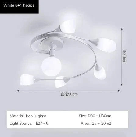 Lustre moderne en fer et verre - Plafonnier américain | Marco Lucetti Blanc B / Blanc chaud