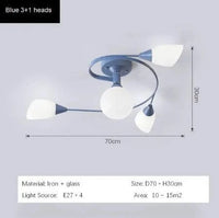 Lustre moderne en fer et verre - Plafonnier américain | Marco Lucetti Bleu A / Blanc chaud