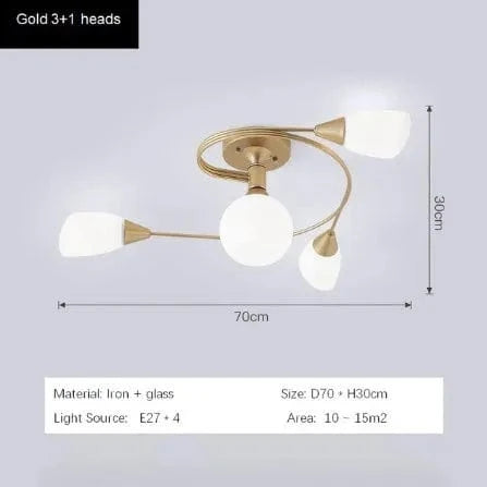 Lustre moderne en fer et verre - Plafonnier américain | Marco Lucetti Gloire A / Blanc chaud